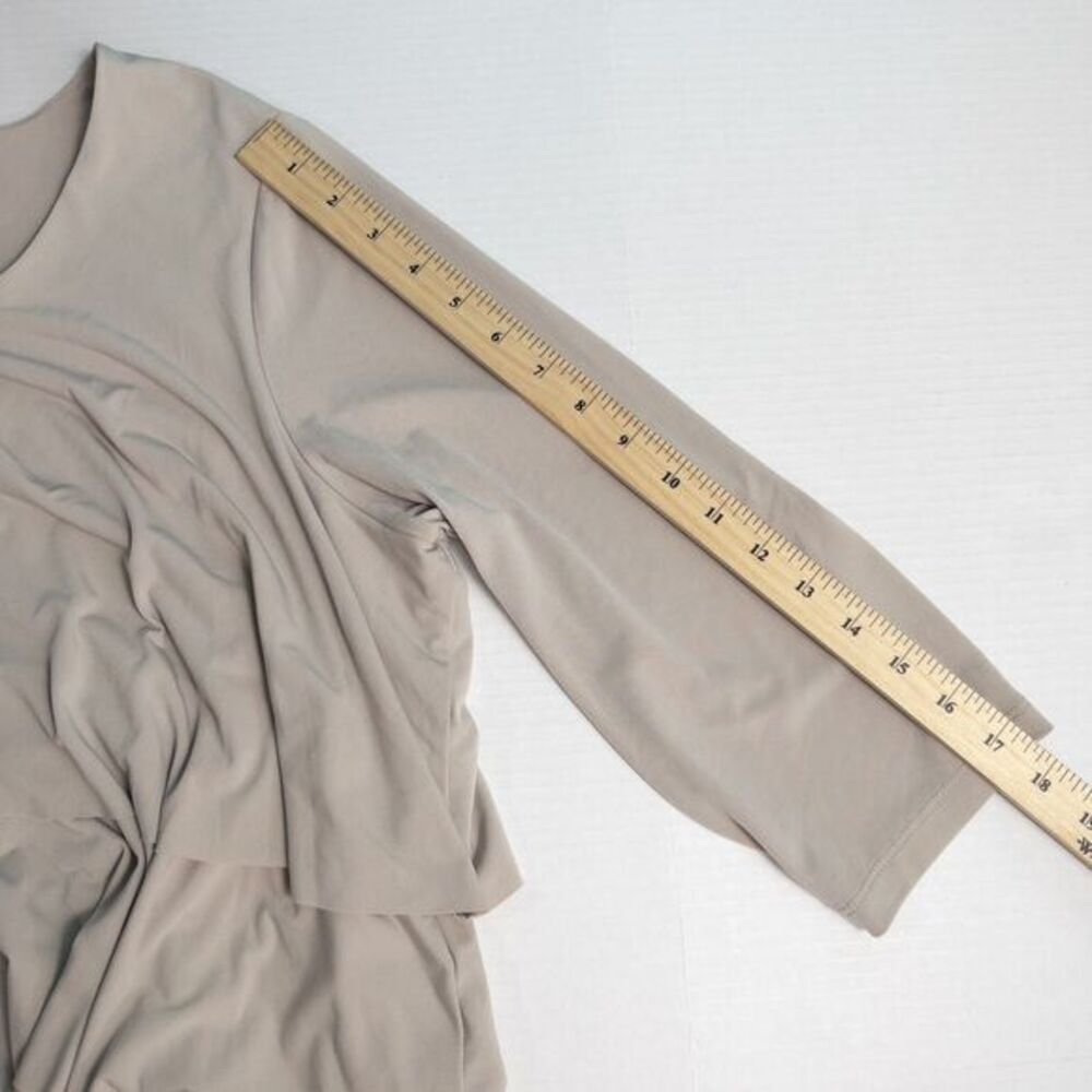 Susan Graver Liquid Knit Tiered 3/4 Sleeve Top Womens 1X Beige Stretch A220987 - Picture 5 of 16